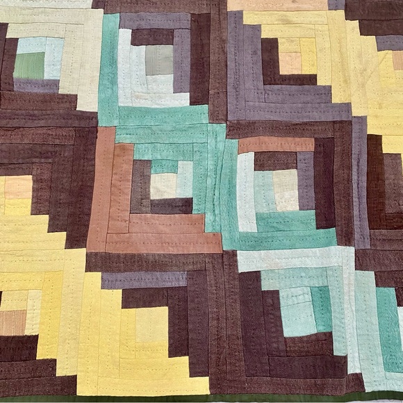 Rustic suede vibe Quilt patchwork blanket/cover up w cottagecore farmhouse vibe - Picture 8 of 14